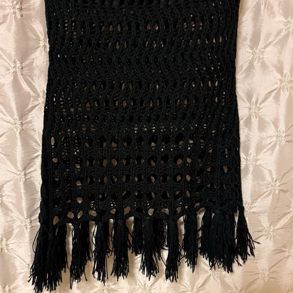 VICI Black Ivie Crochet Two-Piece Halter Crop Top Midi Skirt Set - Picture 13 of 16